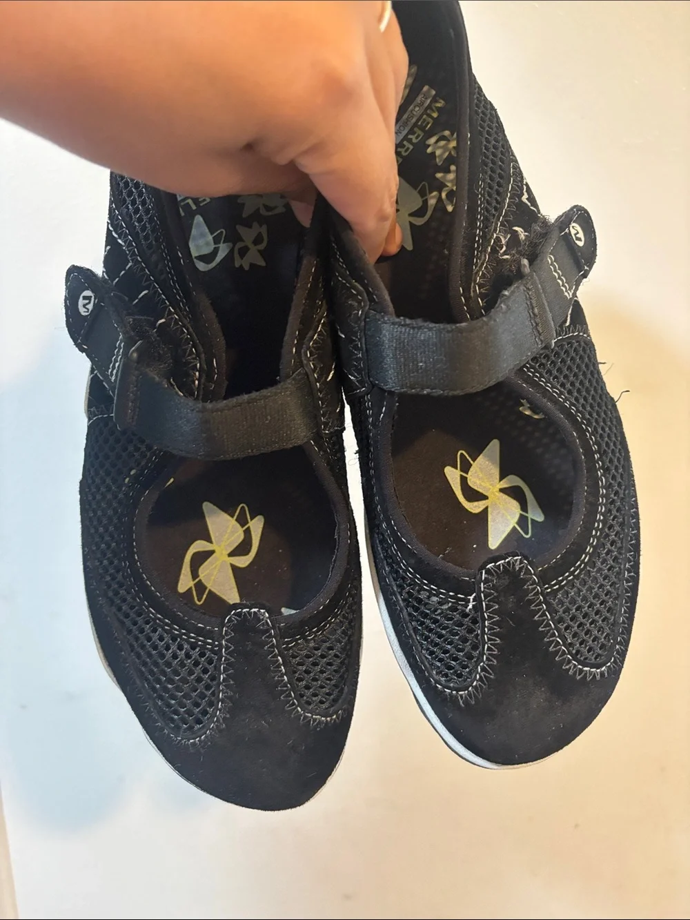 Merrell Black Mesh Mary Jane Flats with Adjustable Strap